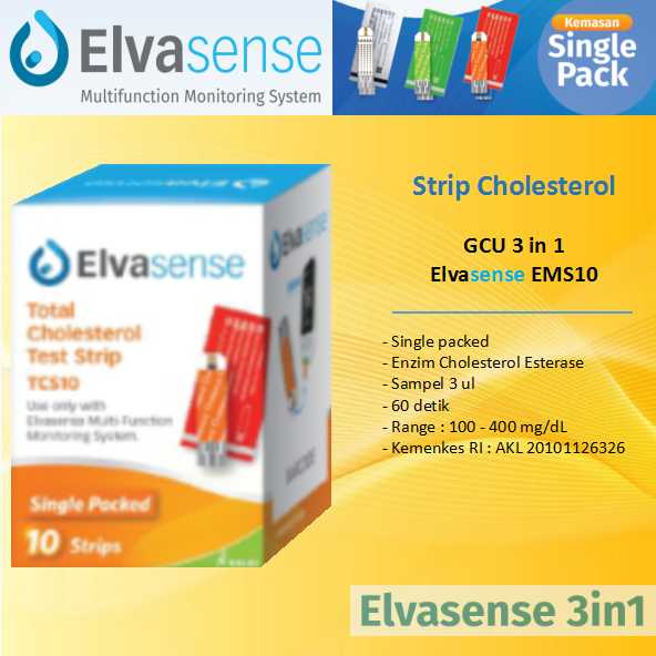 GCU 3 in 1 Strip Cholesterol Elvasense EMS10